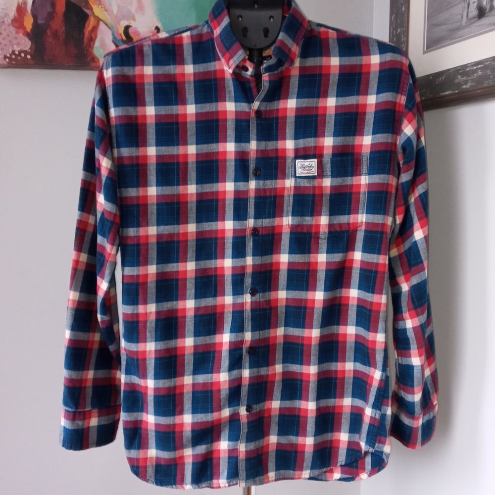Super dry Spirit of Japan brushed cotton plaid shirt